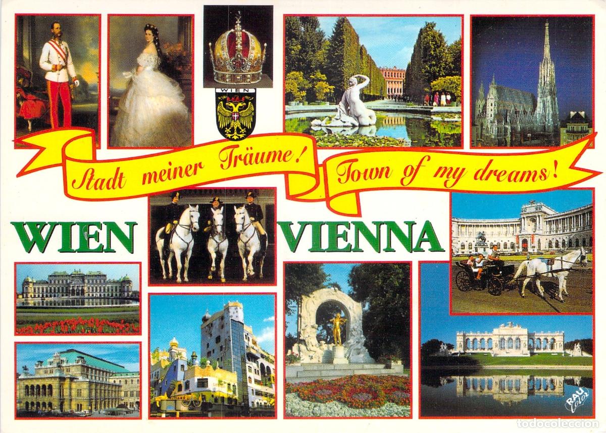 Postales: Postal de Viena Austria, vistas panor&aacute;micas de la ciudad