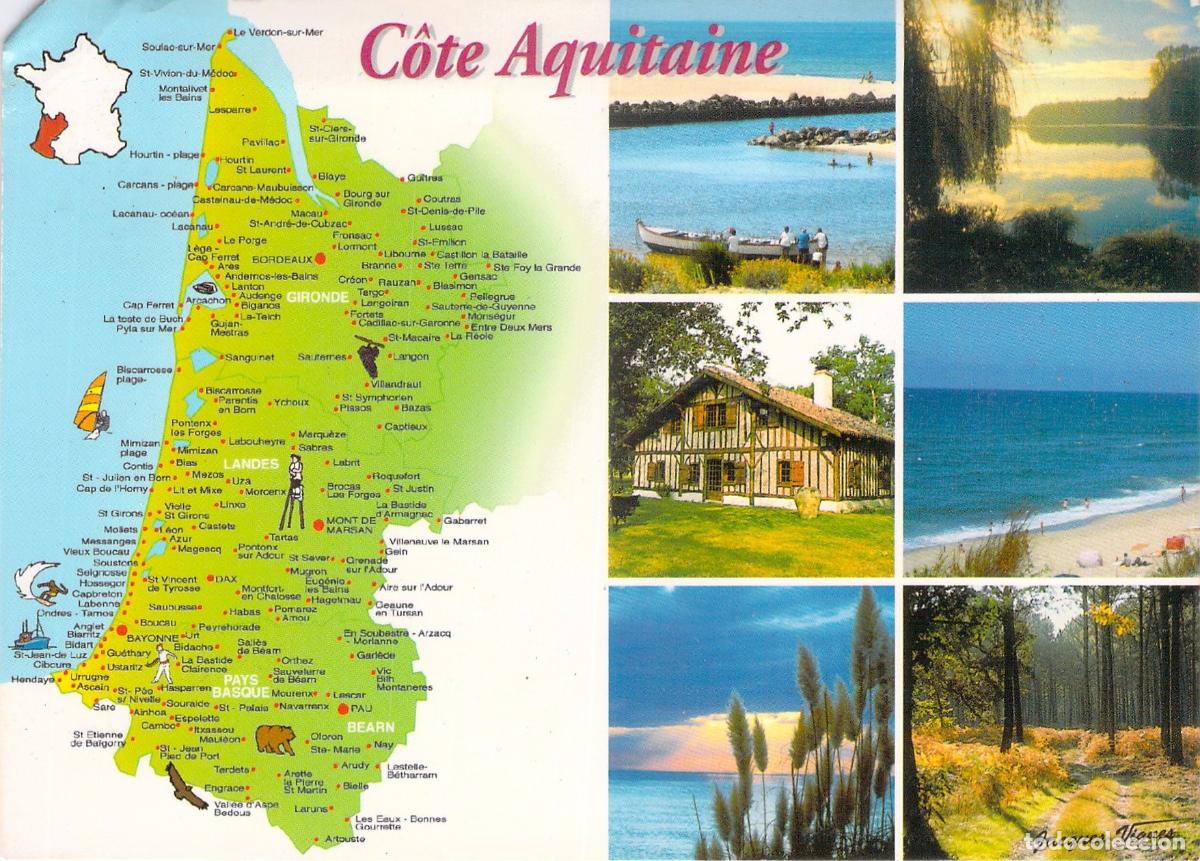 Postales: Postal de la regi&oacute;n de Landes y la Costa de Aquitania, Francia