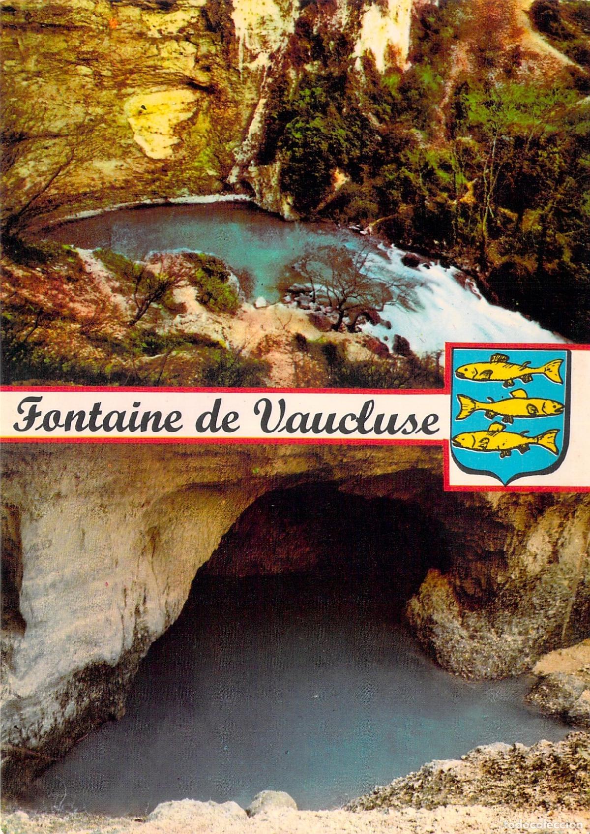Postales: Postal de la Fuente de Vaucluse en Francia