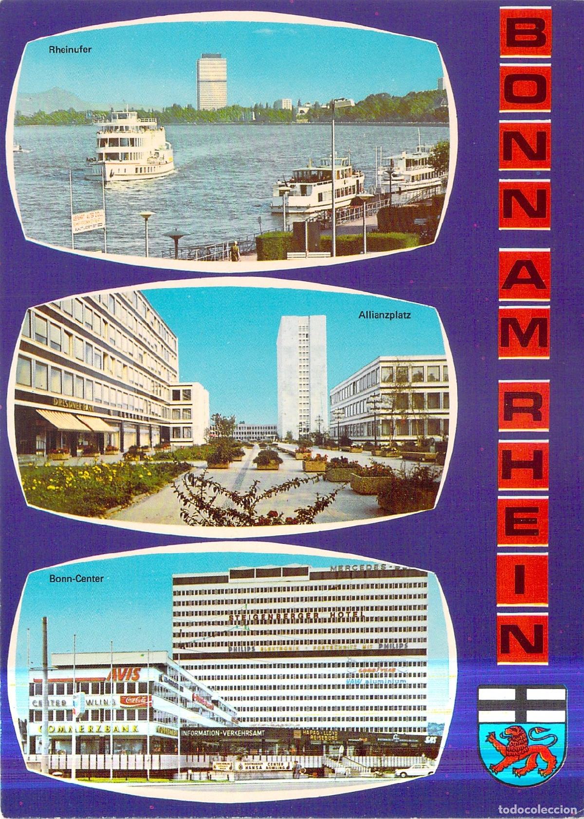 Postales: Postal de Bonn vistas del Rin y centro de la ciudad