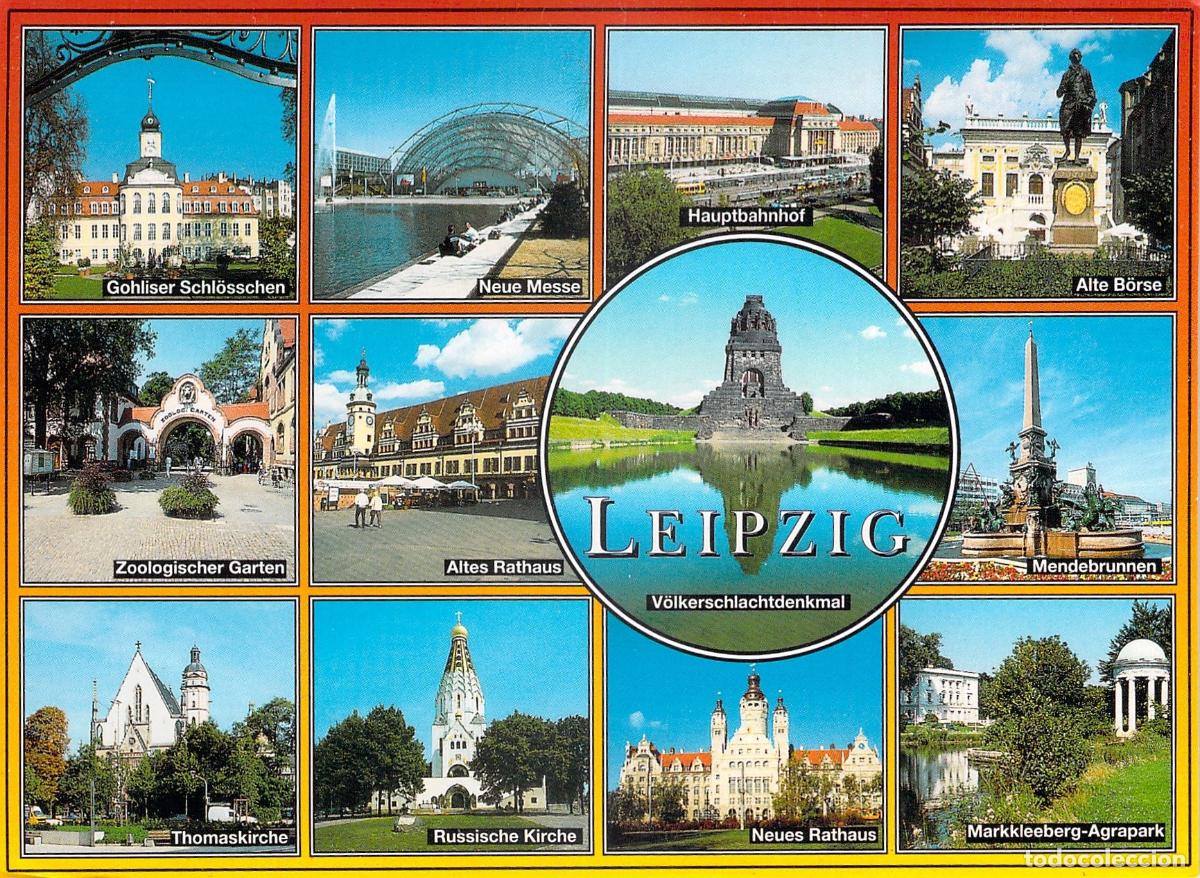 Postales: Postal de Leipzig con Vistas M&uacute;ltiples de Monumentos y Edificios Emblem&aacute;ticos
