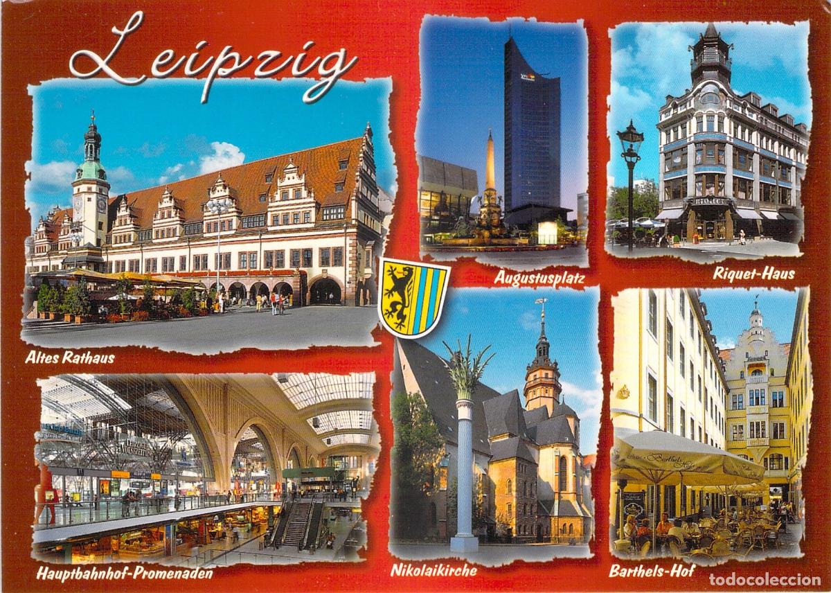 Postales: Postal de vistas panor&aacute;micas de Leipzig, Alemania