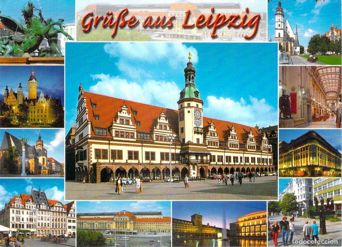 Postales: Postal de Leipzig con Vistas Panor&aacute;micas de la Ciudad y sus Monumentos