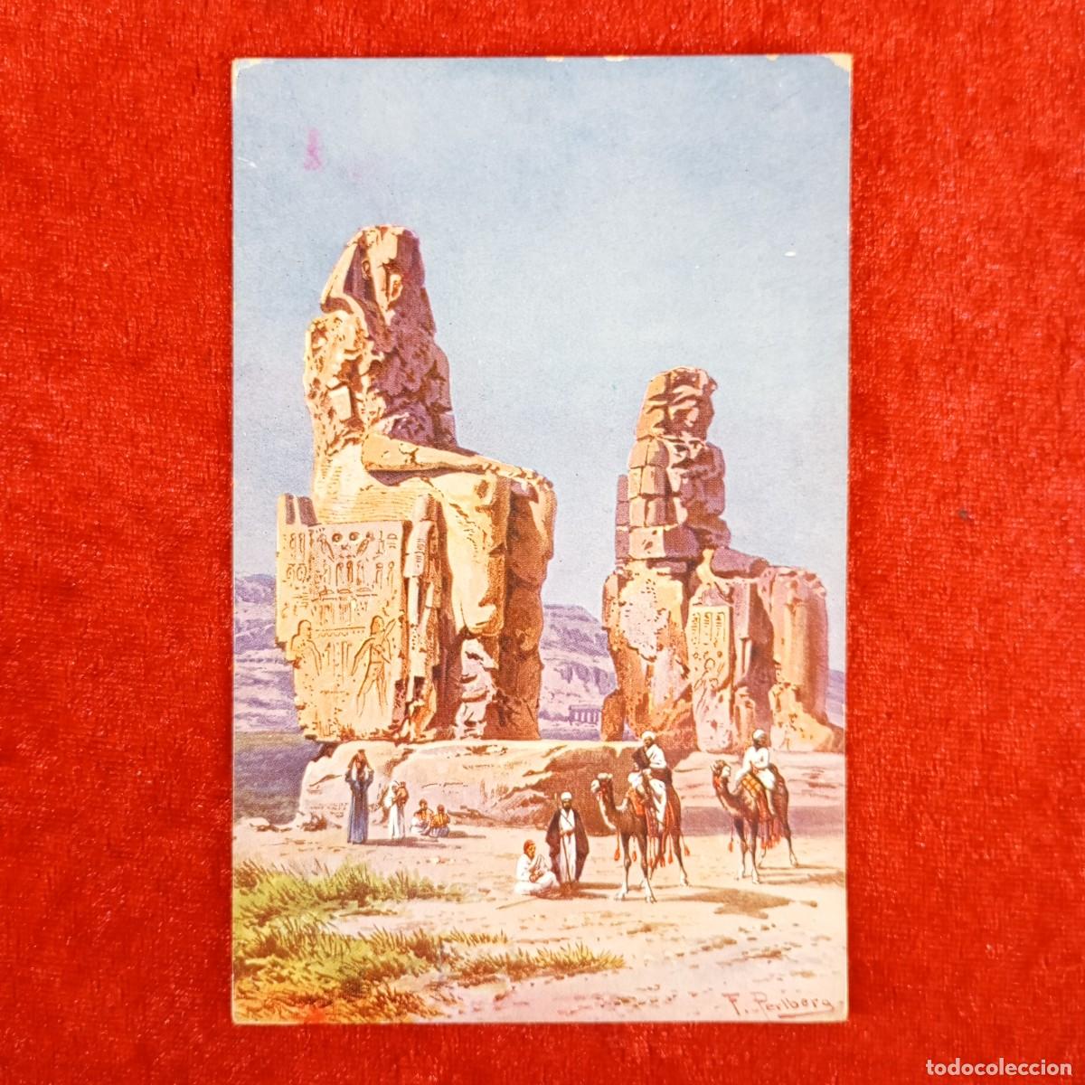 Postales: POSTAL - F. PERLBERG - LES COLOSSES DE THEBES - 149 - LOS COLOSOS DE TEBAS EGIPTO - C. 1900 / 908