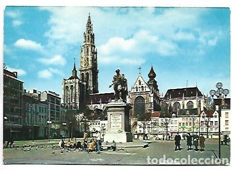 Postales: CATHEDRAL FROM GROENPLAATS AND STATUE OF P.P. RUBENS.- ANTWERPEN / BELGIUM