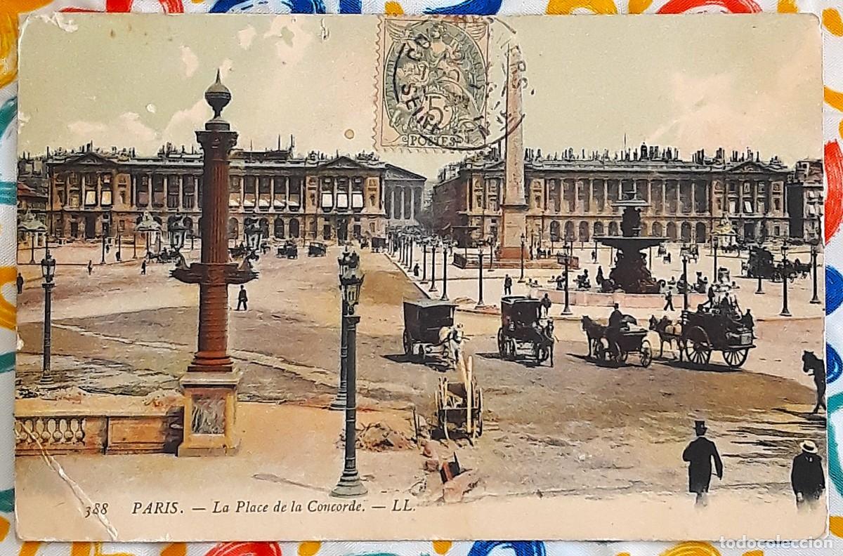 Postales: Postal antigua de Francia de 1906 - La Place de la Concorde