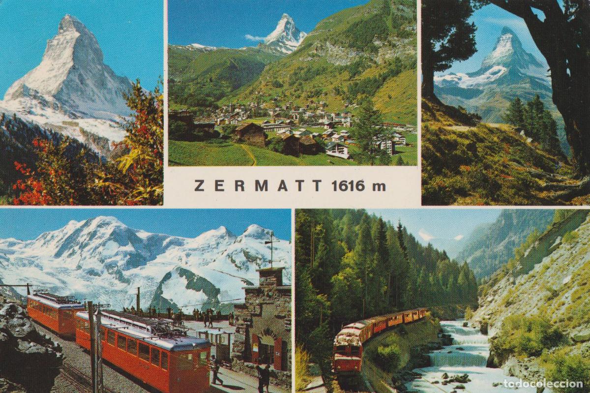 Postales: SUIZA, VALAIS, ZERMATT (1.616m.) CENTRO TUR&Iacute;STICO ALPINO DE SKY &ndash; PHOTO KLOPFENSTEIN - CIRCULADA