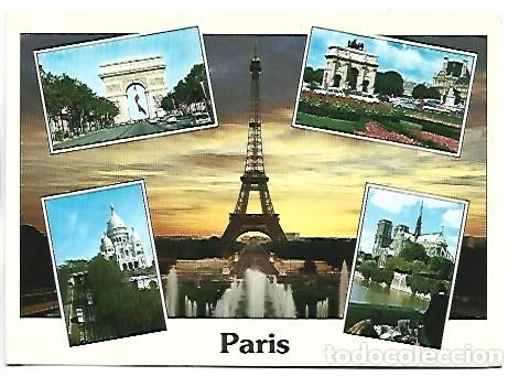 Postales: TOUR EIFFEL - ARC DE TRIOMPHE - LOUVRE - SACRE-COEUR - NOTRE-DAME.- PARIS / FRANCIA