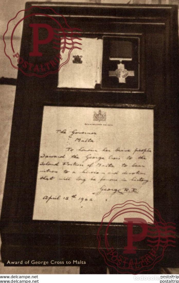 Postales: AWARD OF GEORGE CROSS TO MALTA. MALTA.