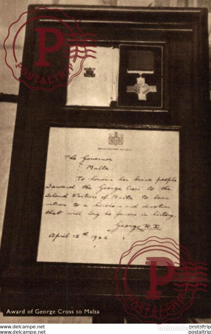 Postales: AWARD OF GEORGE CROSS TO MALTA. MALTA.