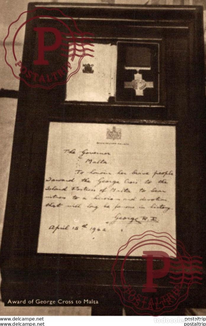 Postales: AWARD OF GEORGE CROSS TO MALTA. MALTA.