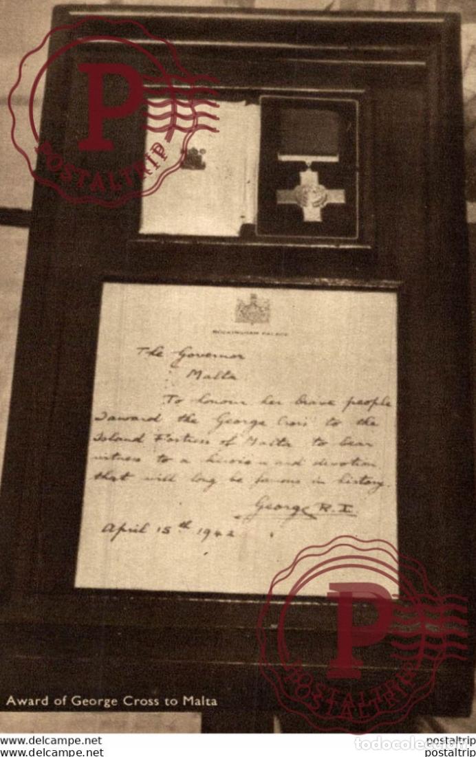 Postales: AWARD OF GEORGE CROSS TO MALTA. MALTA.