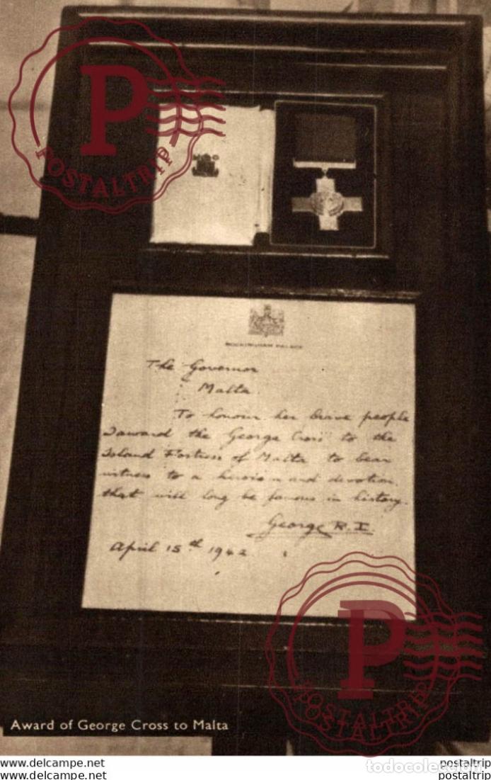 Postales: AWARD OF GEORGE CROSS TO MALTA. MALTA.