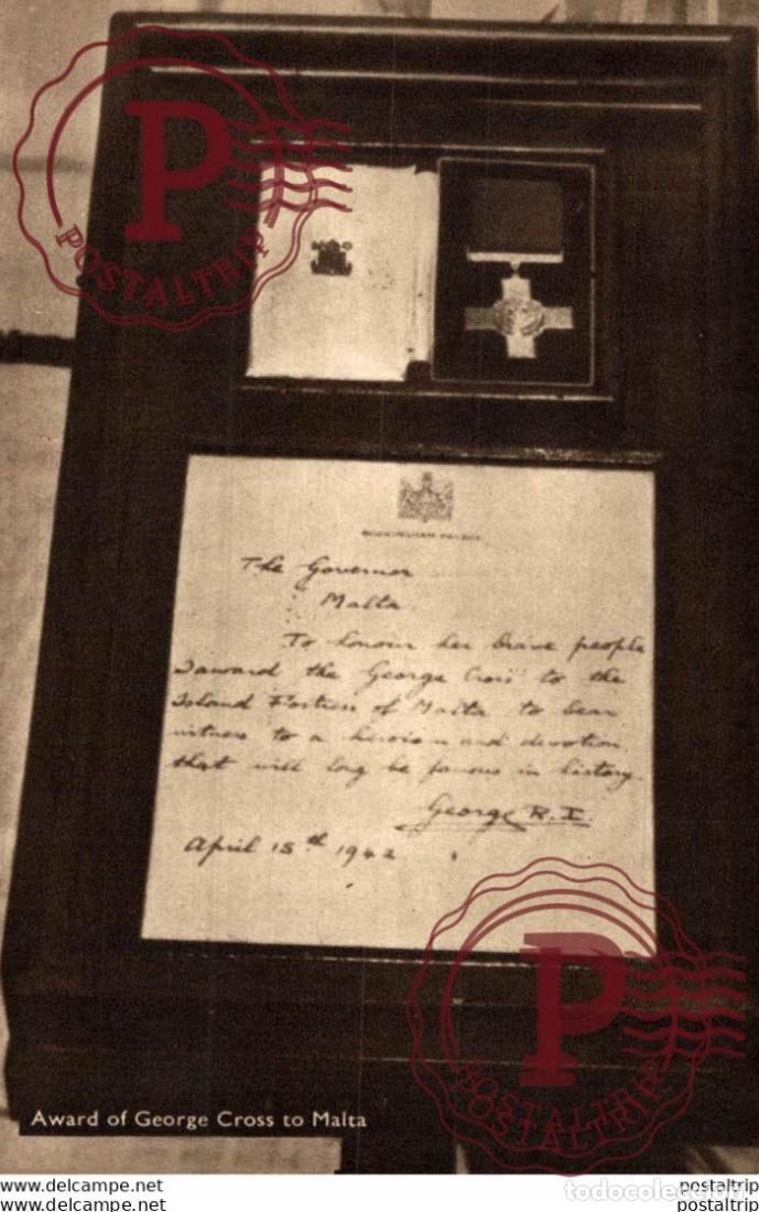 Postales: AWARD OF GEORGE CROSS TO MALTA. MALTA.