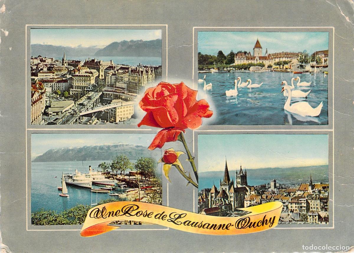 Postales: Postal de Lausanne-Ouchy con Vistas del Puerto y Catedral