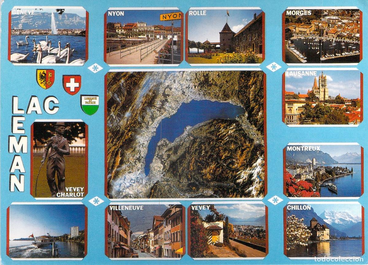 Postales: Postal multivista con paisajes de la regi&oacute;n del Lago Lem&aacute;n en Suiza