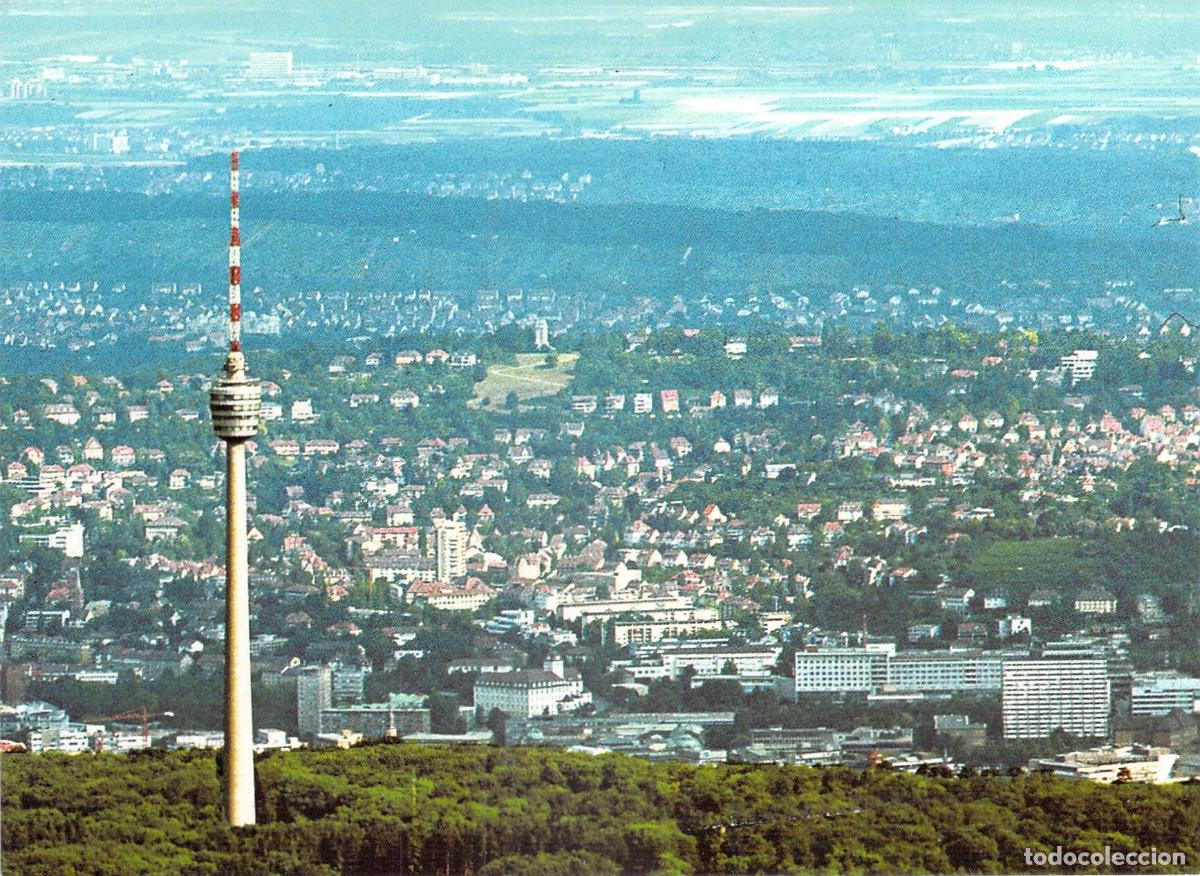 Postales: Postal de la Torre de Televisi&oacute;n de Stuttgart con Vista Panor&aacute;mica