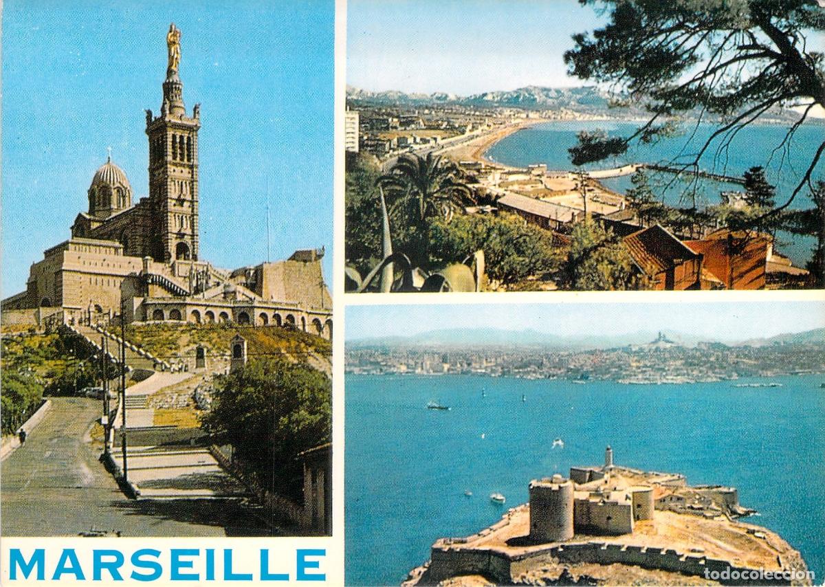 Postales: Postal de Marsella con vistas de Notre-Dame de la Garde y la costa francesa