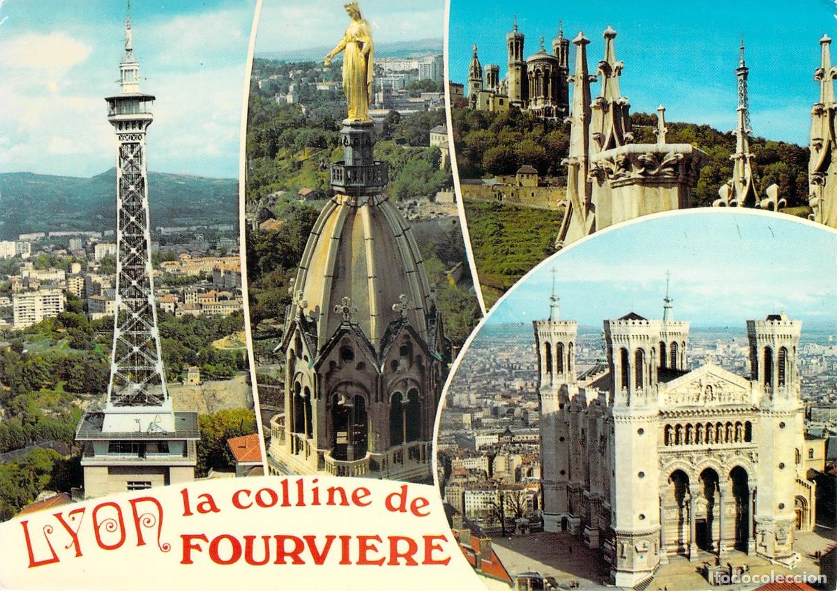 Postales: Postal de la colina de Fourvi&egrave;re en Lyon, Francia
