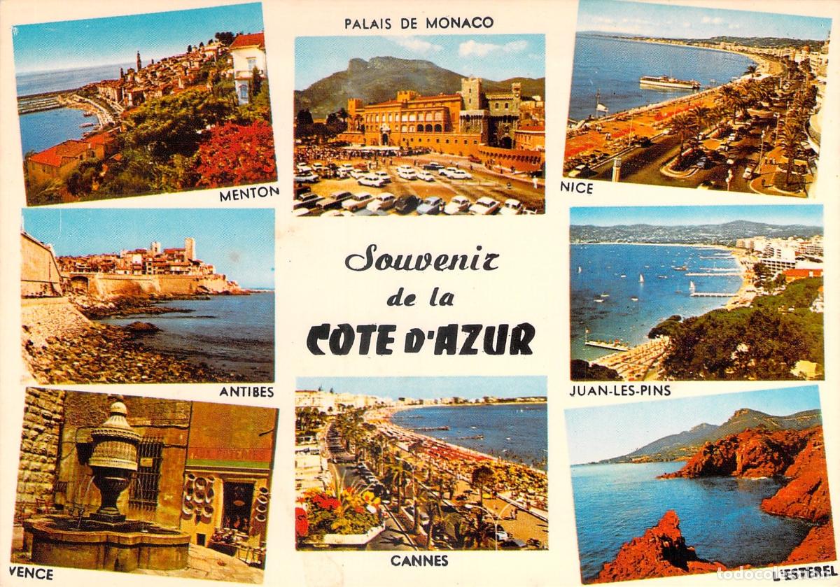 Postales: Postal de la Costa Azul con Montaje de Paisajes Franceses