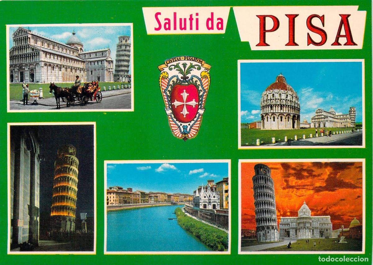 Postales: Postal de Pisa con vistas m&uacute;ltiples de la Torre y la Catedral