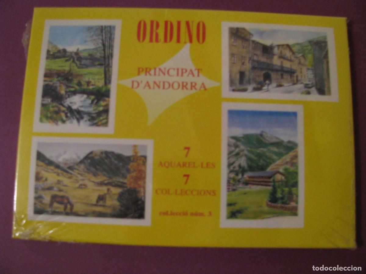 Postales: ESTUCHE DE 7 POSTALES DE ANDORRA. AQUARELES, ORDINO. COLECCION NUM. 3. PRECINTADO