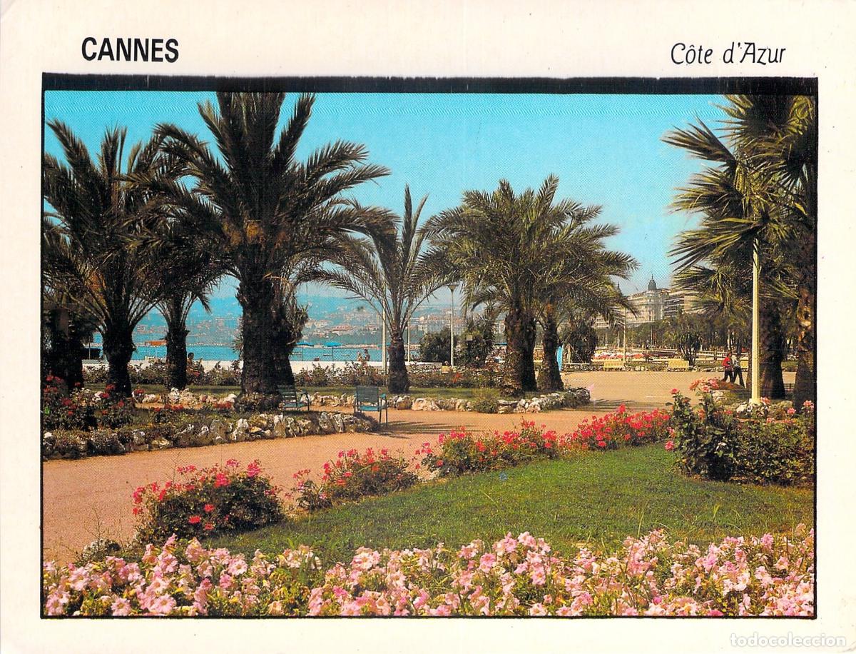 Postales: Postal de los jardines de La Croisette en Cannes