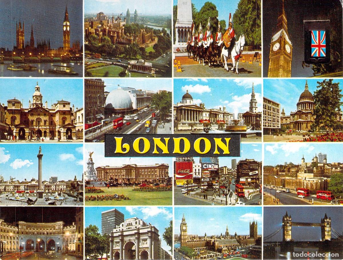 Postales: Postal de Londres con Vistas M&uacute;ltiples de la Ciudad