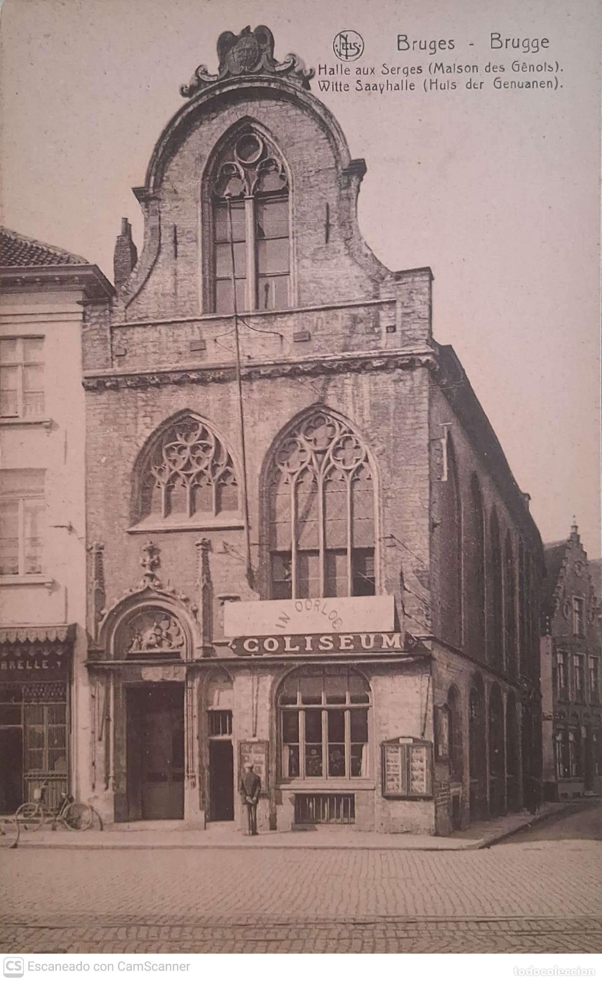 Postales: Brujas (B&eacute;lgica). Maison des G&ecirc;nois: Halle aux Serges. Blanco/Negro. Nueva