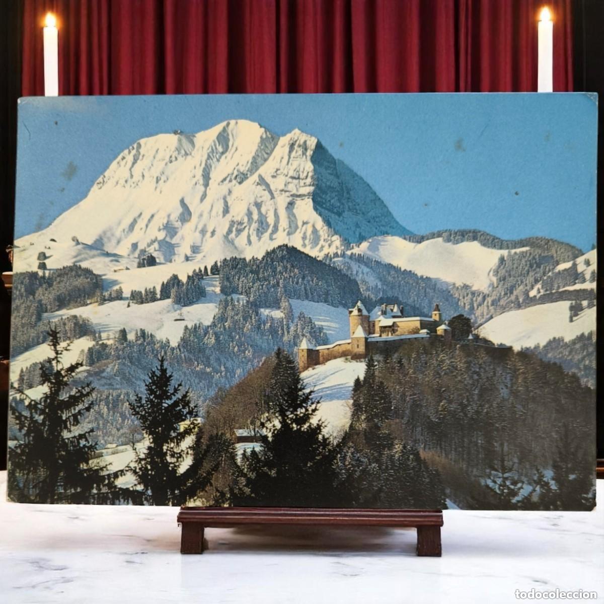 Postkarten: ❄️ Postal Antigua Ch&acirc;teau De Gruy&egrave;res A&ntilde;os 70 &ndash; Vista Invernal