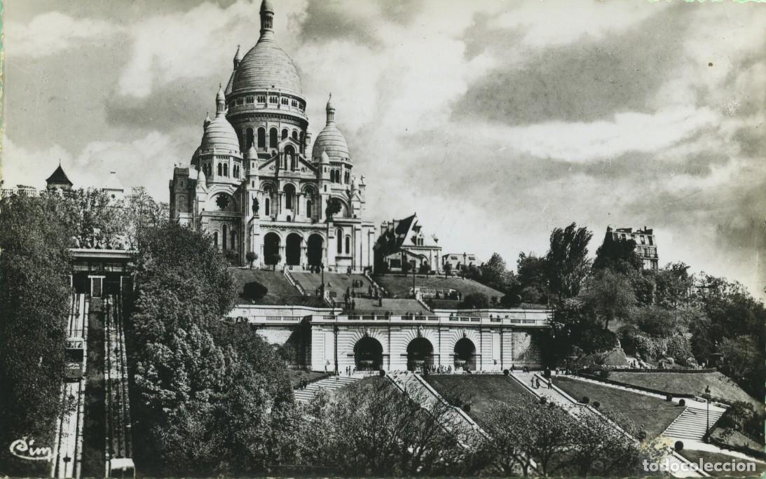 Postales: N&ordm; 542-PAR&Iacute;S. Francia. El Sagrado Coraz&oacute;n y el Funicular. Sin circular. ED. COMBIER IMP. MACON