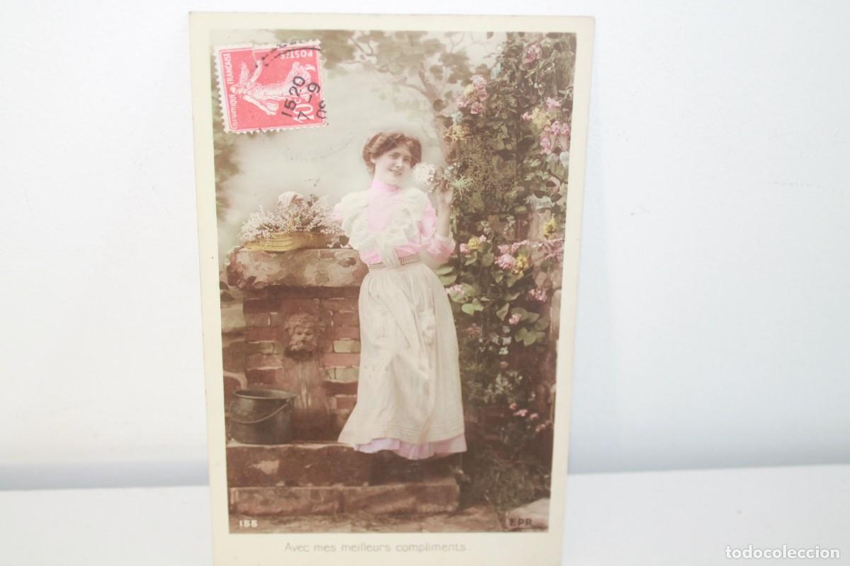 Postcards: NTIGUA TARJETA POSTAL FRANCESA CIRCULADA 1909 COLOREADA SELLO SEMEUSE 10 C MATASELLOS LYON