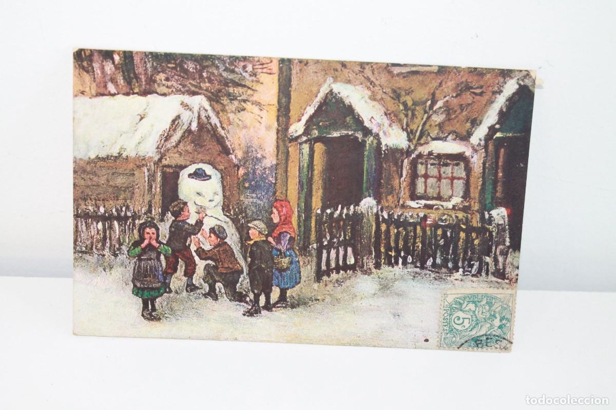 Postcards: NTIGUA POSTAL PUBLICITARIA MOKA LEROUX ESCENA INVIERNO CIRCULADA A&Ntilde;O 1910 SELLO 5C