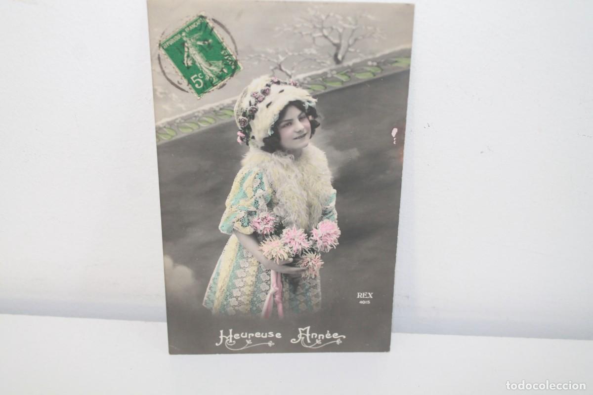 Postales: ANTIGUA POSTAL FRANCESA BELLE EPOQUE 1907 COLOREADA SELLO0 SEMEUSE 5C VERDE