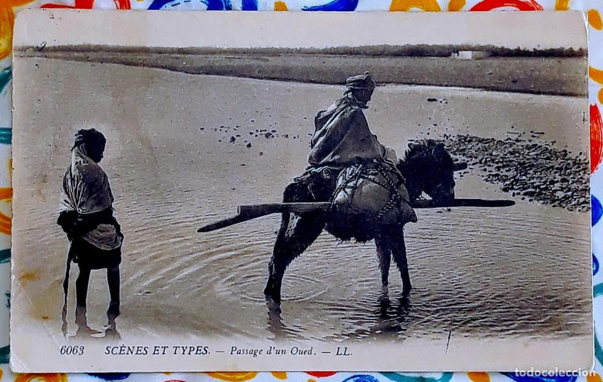 Postales: Postal antigua de Francia de 1912 &ndash; Alg&eacute;rie, Passage d'un Oued