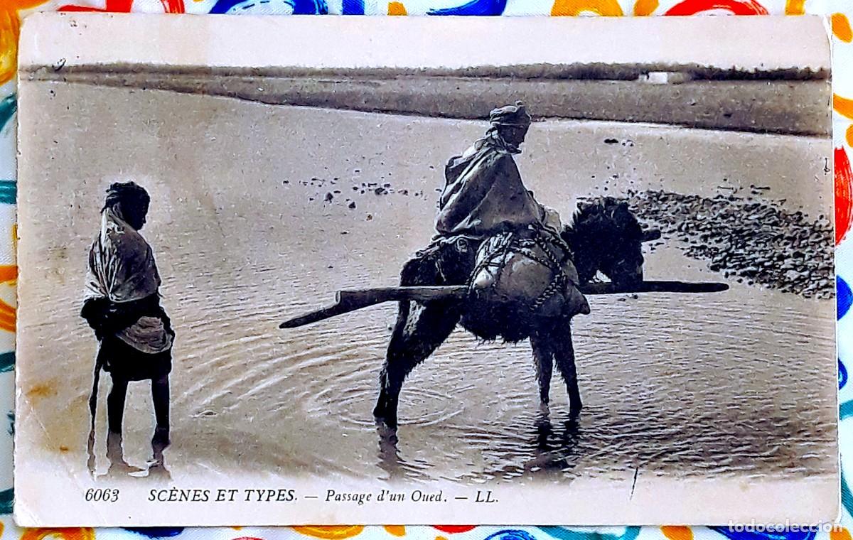 Postales: Postal antigua de Francia de 1912 &ndash; Alg&eacute;rie, Passage d'un Oued