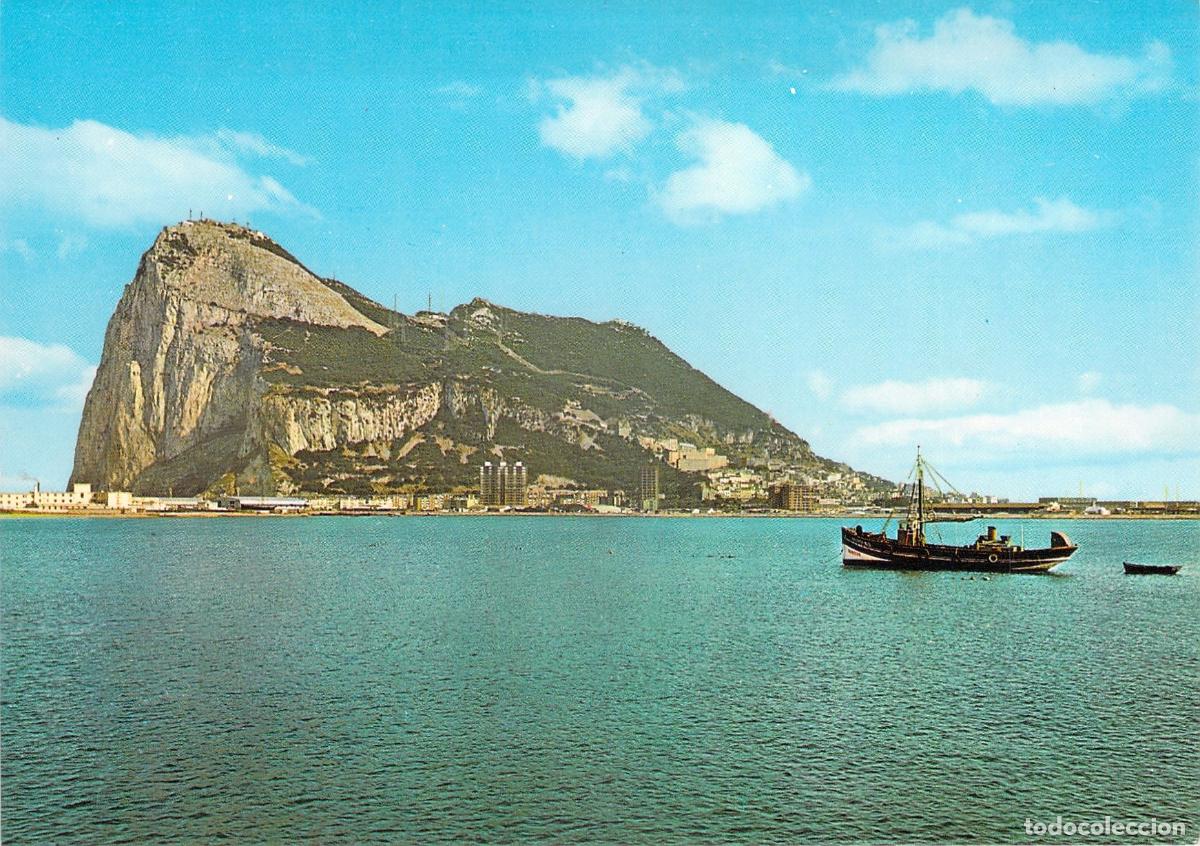 Postales: Postal del Pe&ntilde;&oacute;n de Gibraltar vista desde el mar