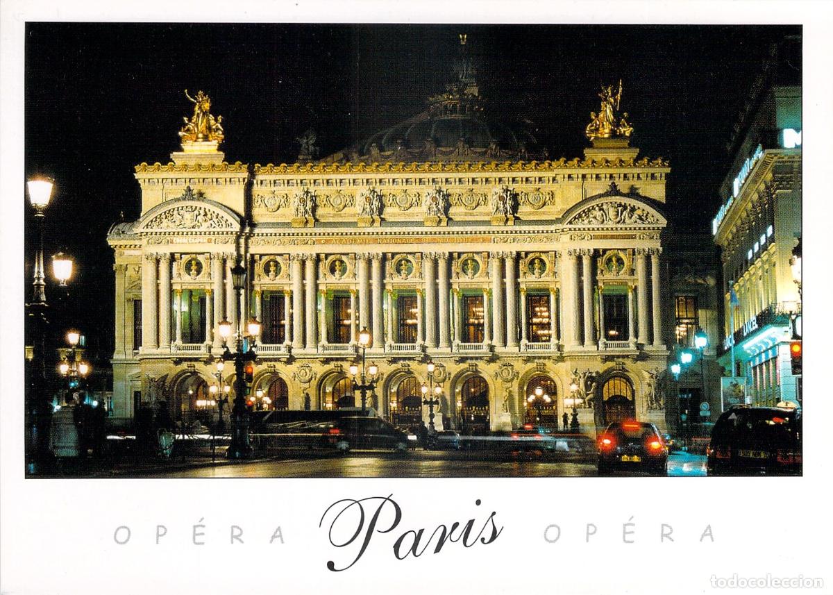 Postales: Postal de la &Oacute;pera de Par&iacute;s de noche