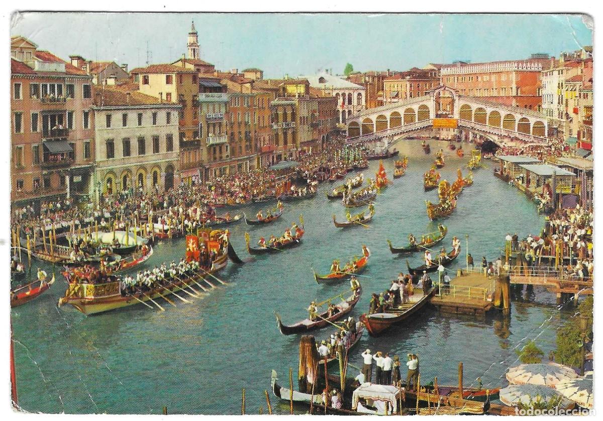 Cartoline: Postal Italia. Venezia. El Gran Canal y El Puente de Rialto. Regata Hist&oacute;rica. ref. 7-ita469
