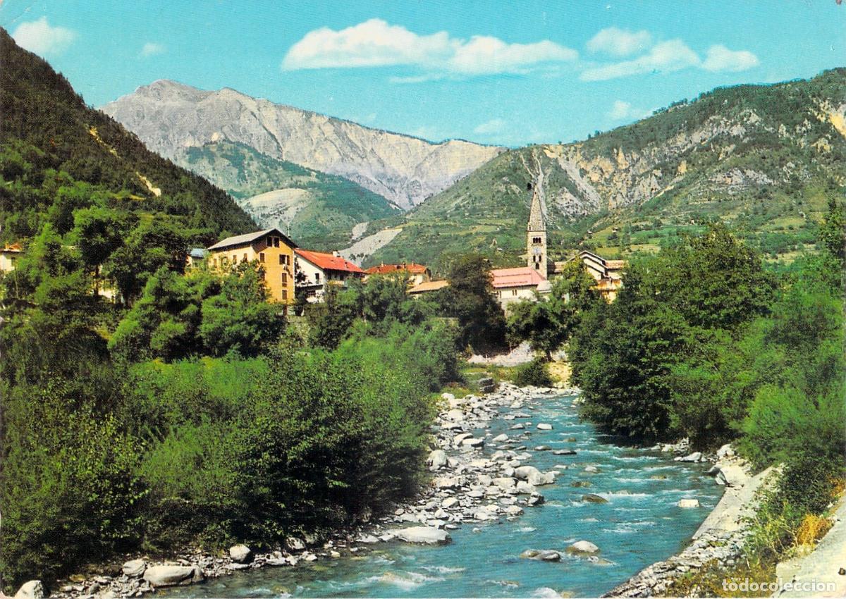 Postales: Postal de Saint-Etienne-de-Tinee, Francia, paisaje de monta&ntilde;a y r&iacute;o