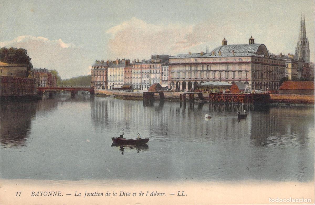Postales: Postal de Bayonne: Vista del r&iacute;o y la ciudad, Francia