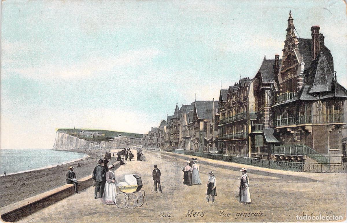 Postales: Postal de Mers-les-Bains, Vista General de la Costa y Paseo