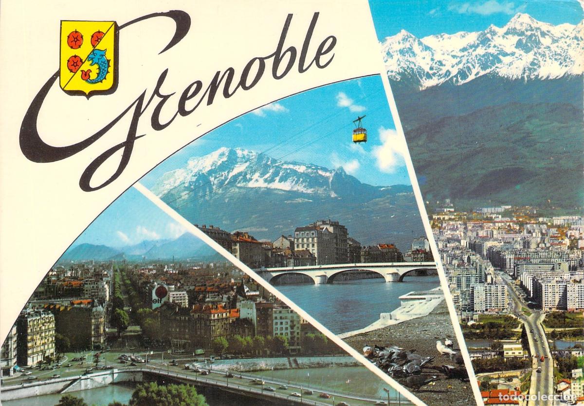 Postales: Postal de Grenoble con vistas a la cadena monta&ntilde;osa de Belledonne
