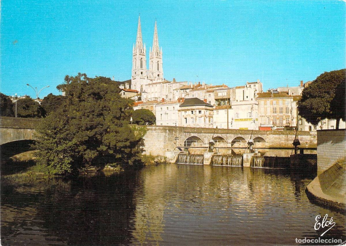 Postales: Postal de Niort con Vista del R&iacute;o S&egrave;vre y la Iglesia St-Andr&eacute;