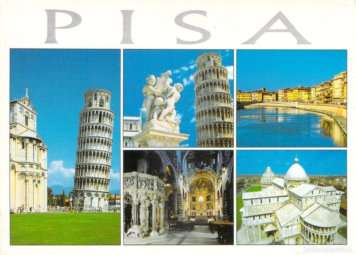 Cartoline: Postal de Pisa con vista de la Torre Inclinada y monumentos hist&oacute;ricos