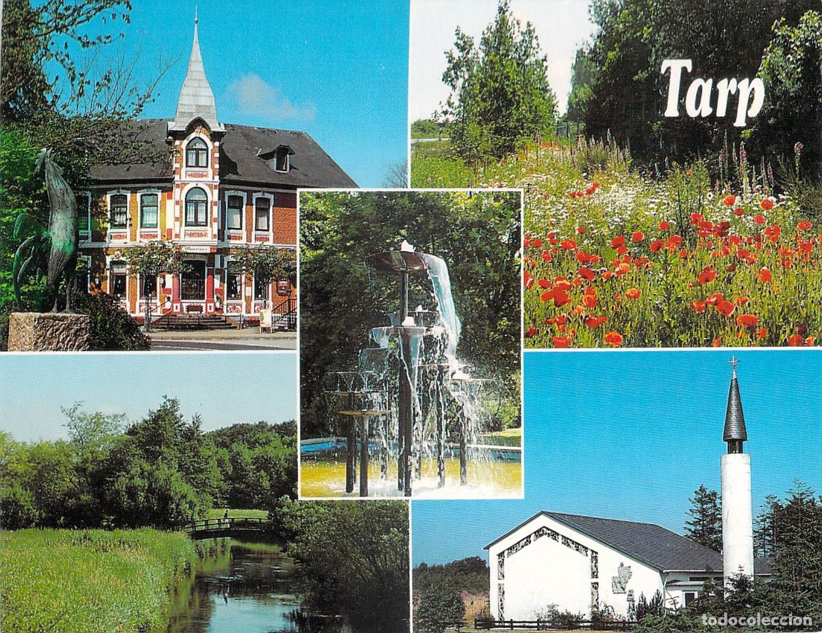 Cartoline: Postal de Tarp Alemania paisajes fuente e iglesia