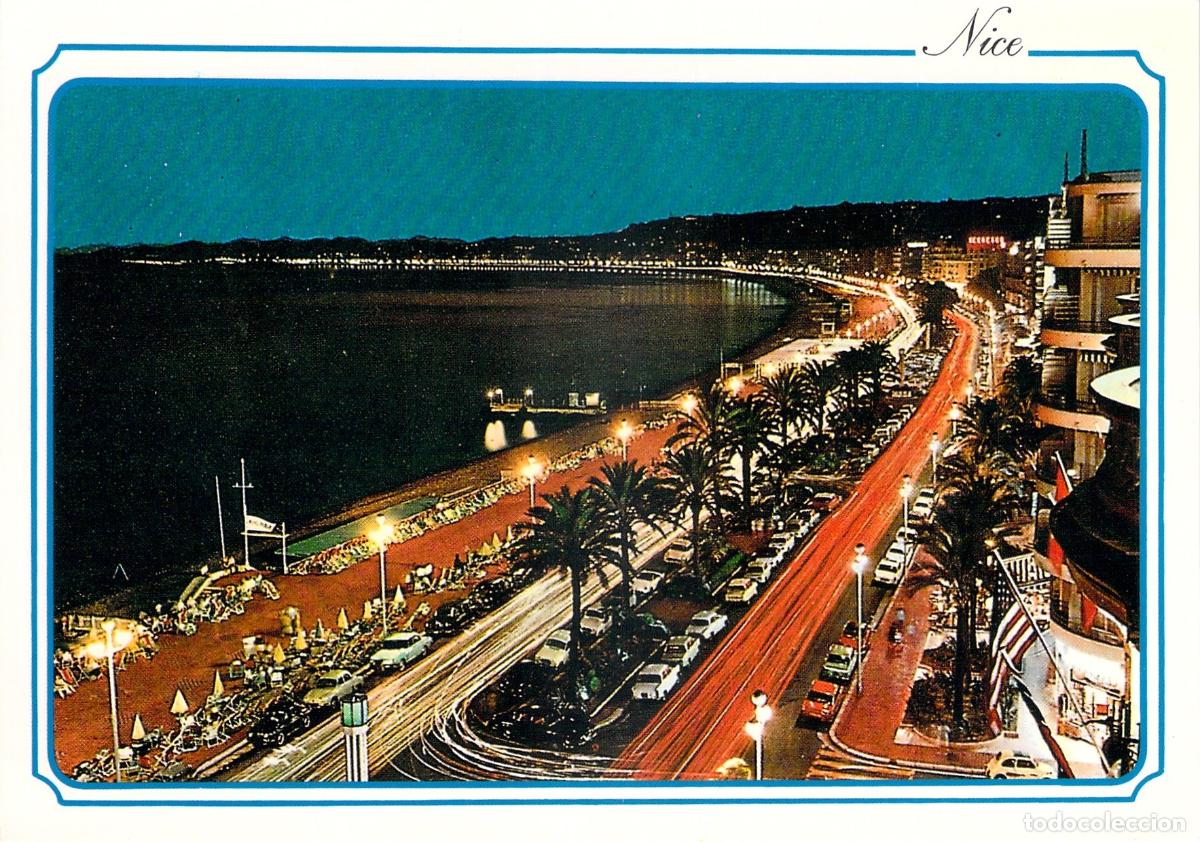 Cartoline: Postal de la Promenade des Anglais en Niza durante la noche