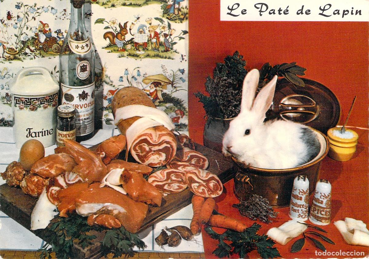 Cartoline: Postal de receta de cocina tradicional francesa: Pat&eacute; de conejo