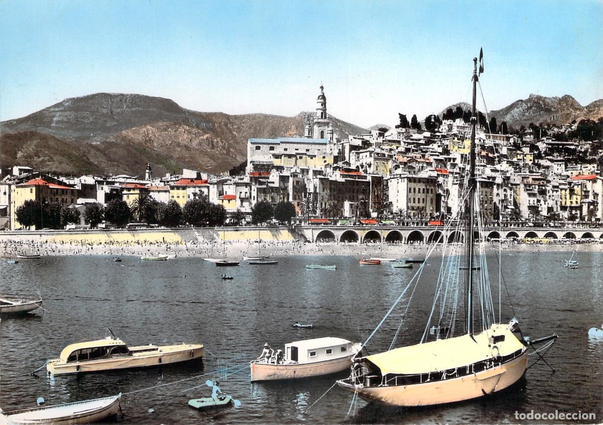 Postales: Postal de Menton Francia, vista de la costa con barcos