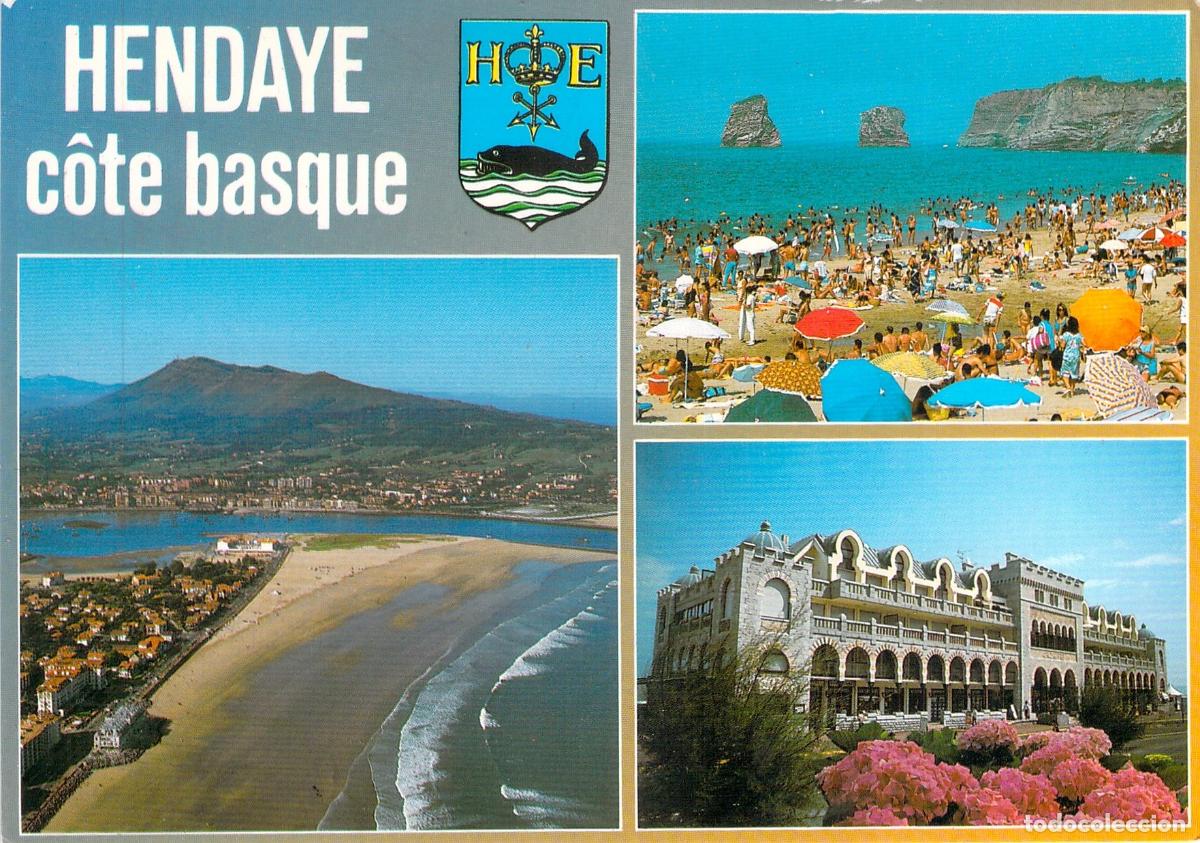 Postales: Postal de Hendaya Costa Vasca con playa y casino